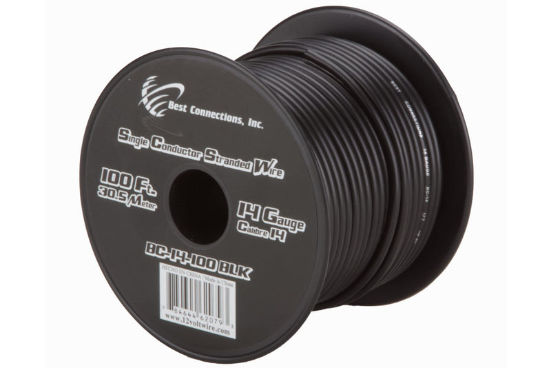 14 GA 100 FT Roll Black Stranded CCA Primary Wire Lot Cut By The Foot