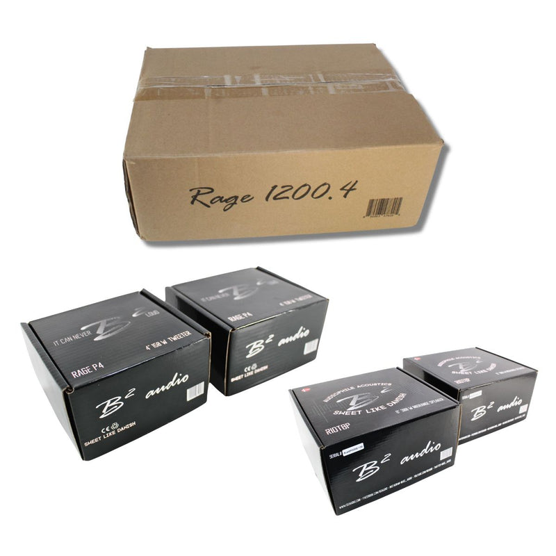 B2 Audio RAGE 1200.4 Amplifier + RIOT8P 8" Midrange + RAGE P4 Tweeter Combo