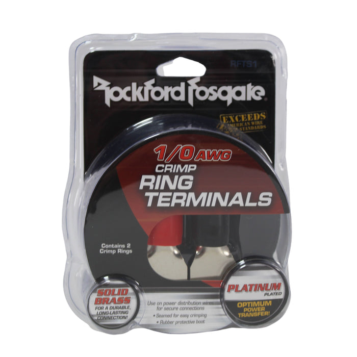 Rockford Fosgate 1/0 AWG Seamed Crimp Style Ring Terminals (2 Pack) RFTS1