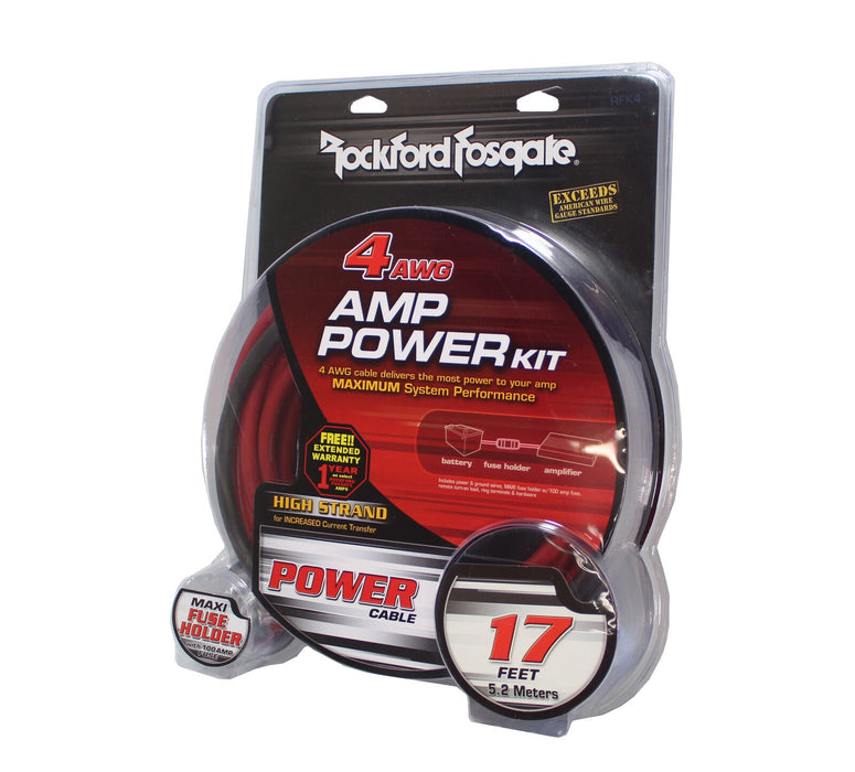 Rockford Fosgate RFK4 4 Gauge PC-OFC Power Install Amplifier Kit