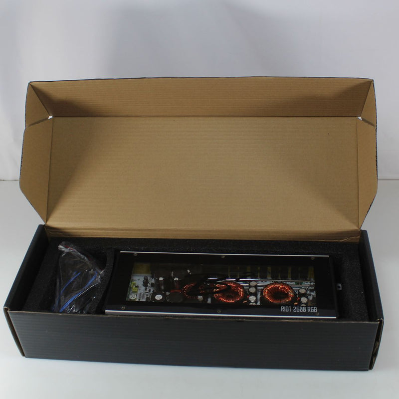 B2 Audio RIOT Series 2500W 1-Ohm Class D Monoblock Amplifier w/ RGB LED Lights OPEN BOX
