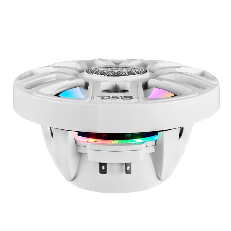 DS18 8" 2-Way 175 Watt RMS 4-Ohm RGB LED Coaxial Marine Speaker White NXL-IQ8-WH