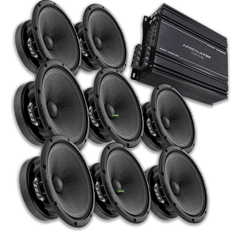 Deaf Bonce Car Audio 8x 6.5 Midrange Speakers 4 Ohm AP-M61SE & 4 Ch Amp Package