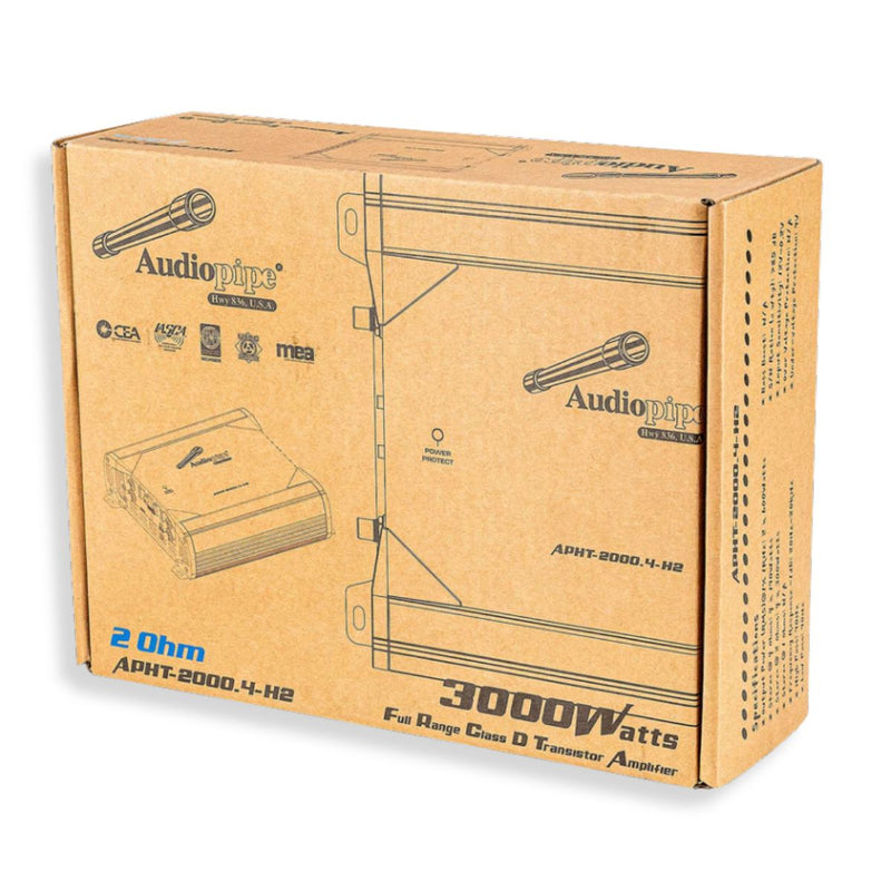 Audiopipe 1200W 2-Ohm Class D 4-Channel Car Audio Brazilian Style Amplifier