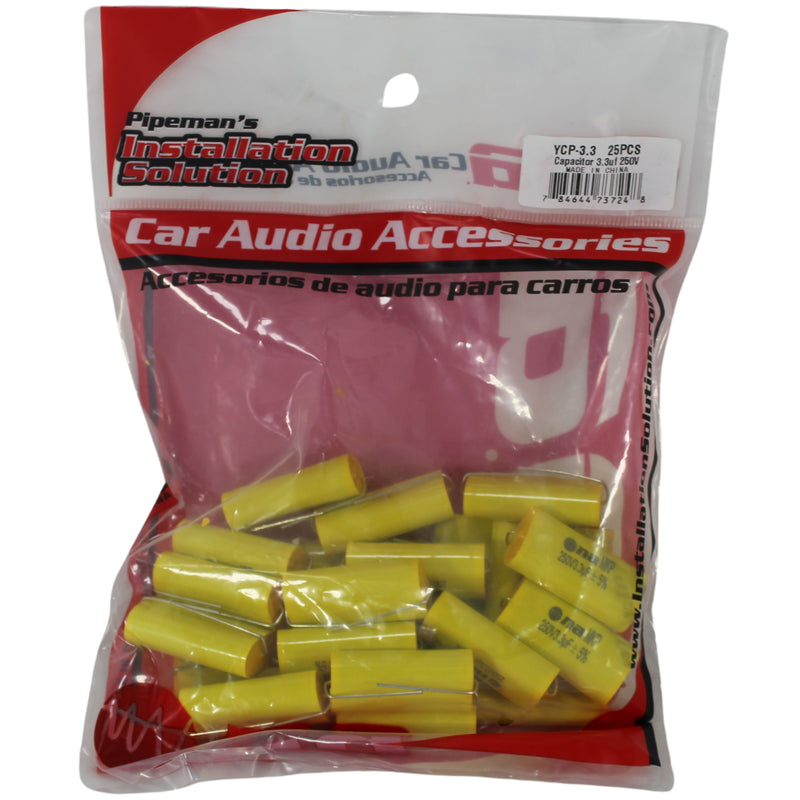 25 Pack of 3.3uF 250V 12000Hz at 4 Ohm Metalized Film Capacitor Bass Blockers