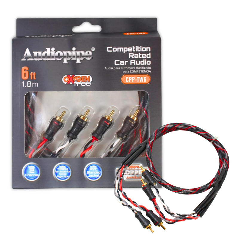 Audiopipe 6ft 2 Channel OFC Interconnect Cable RCA CPP-TW6
