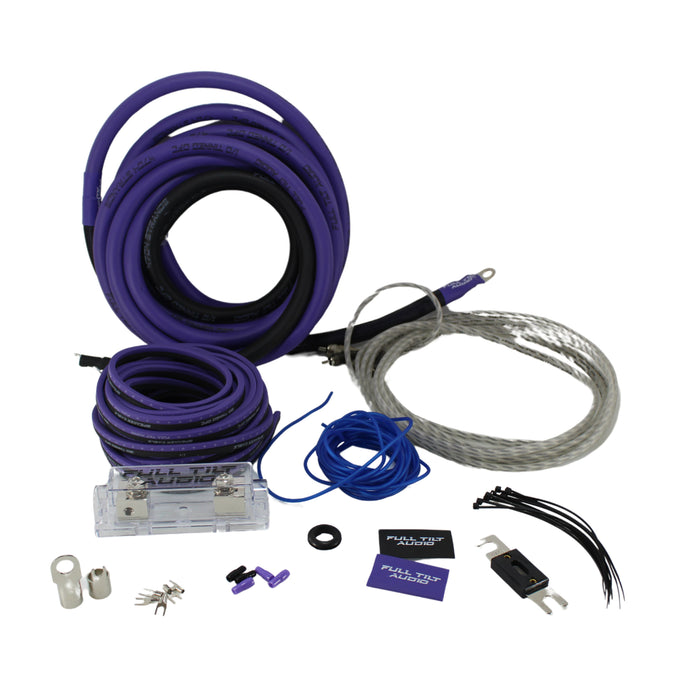 Full Tilt Audio 100% OFC 0 Gauge Purple / Black Amplifier Install Kit