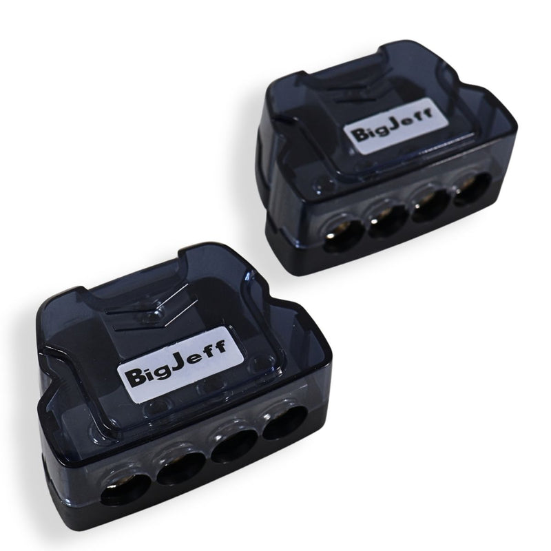 Big Jeff Audio DB14 4-Way Distribution Power Ground Block 1x 0Ga 4x4 AWG 2 Pack