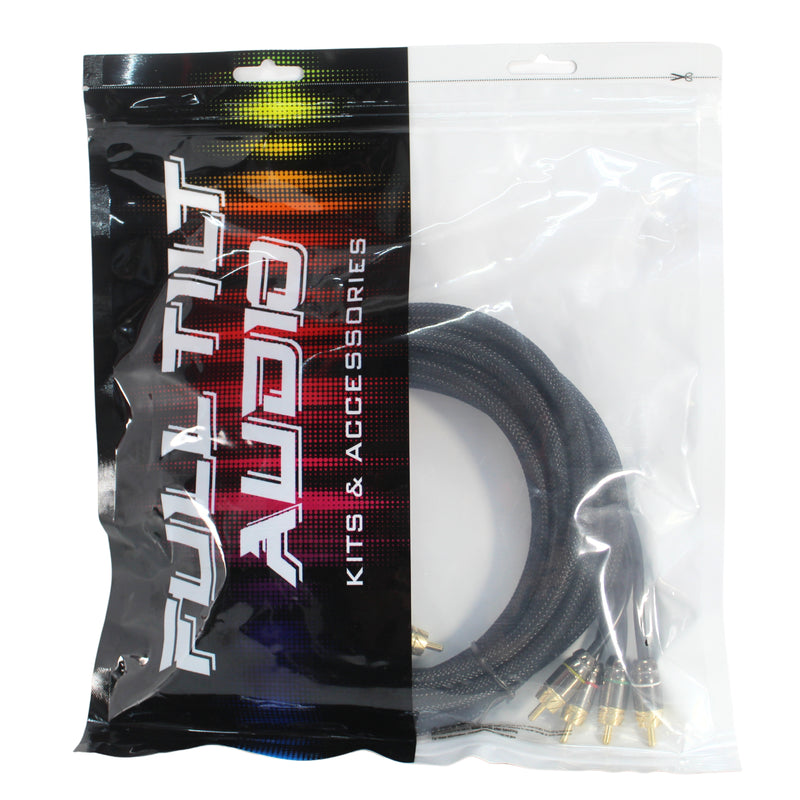 Full Tilt RCA Car Audio 12 Foot Gold Plated Color-Coded Cable 4 Channel