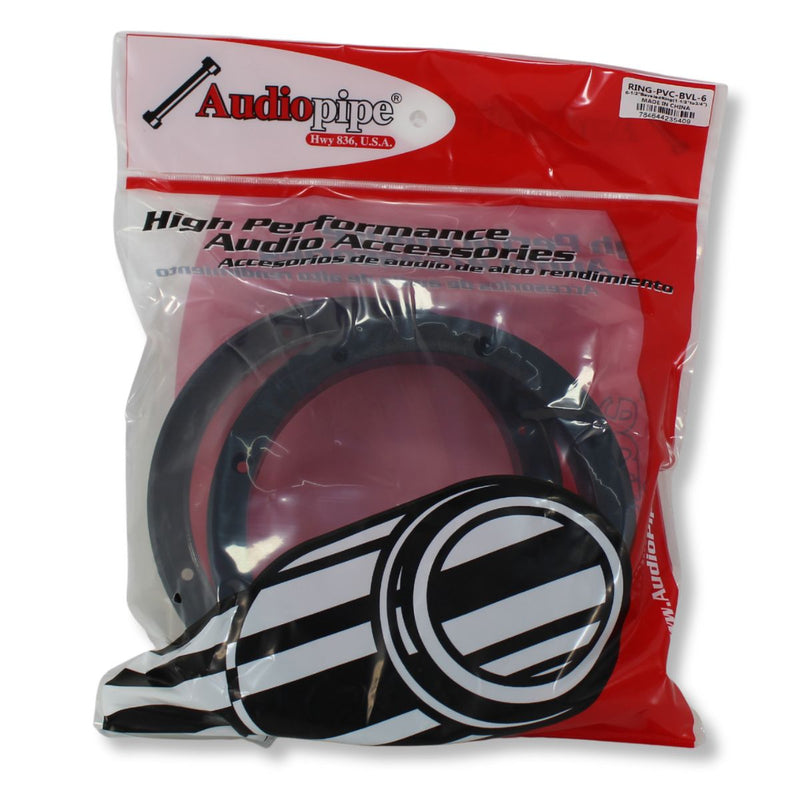 6.5" Beveled Speaker Spacer Ring 1.5" Depth With Slope Audiopipe RING-PVC-BVL-6