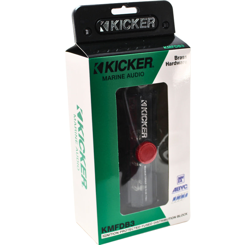 Kicker Marine-Grade ABYC Compliant 3-Way Fused Distribution Block 47KMFDB3