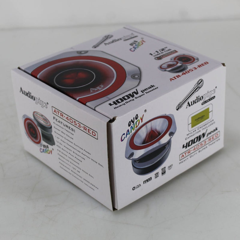 Audiopipe 4" Eye Candy Aluminum Tweeter Diamond Chrome Finish Red OPEN BOX