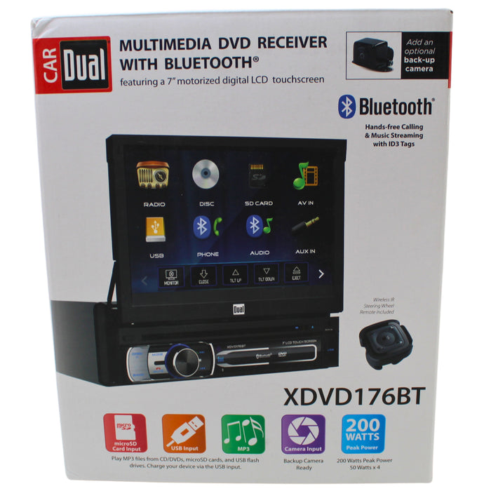 Dual XDVD176BT 7" Touchscreen BT Single Din DVD Multimedia Receiver OPEN BOX