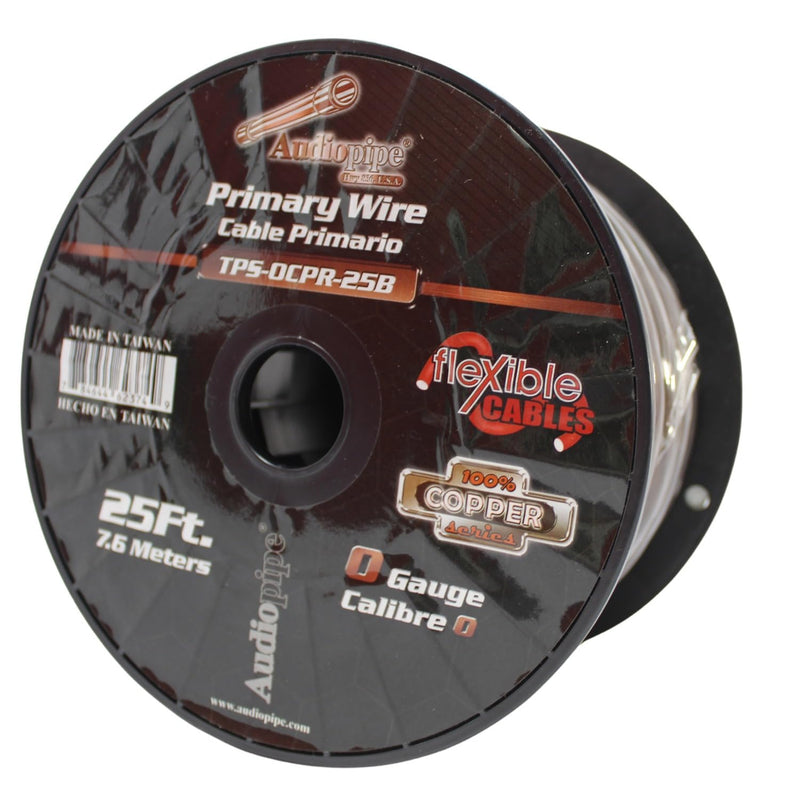Audiopipe 0 GA 100% OFC Flexible Power/Ground Wire Black Lot Cut By The Foot