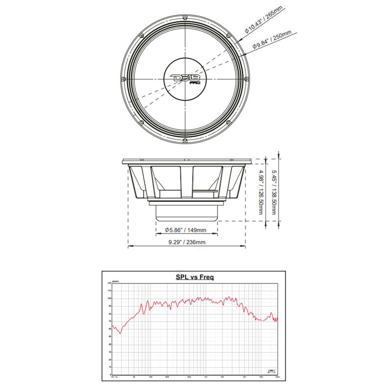 DS18 PRO 10" Neodymium Mid-Bass Loudspeaker 1000 Watts RMS 8-Ohm PRO-XLNEO10MB