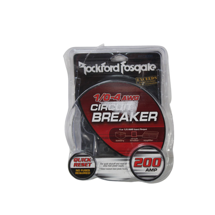 Rockford Fosgate 200 Amp Circuit Breaker Quick Reset 1/0-4 AWG RFCB200 OPEN BOX