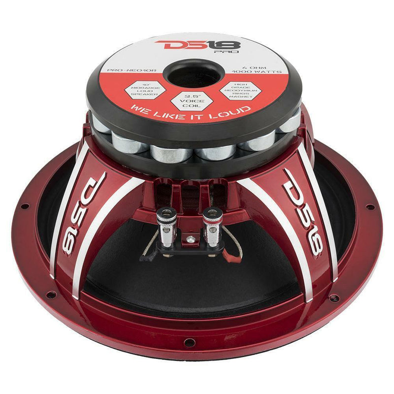 Pro 10" Midrange Motorcycle Loudspeaker 1000W 4 Ohm DS18 Neodymium PRO-NEO10R