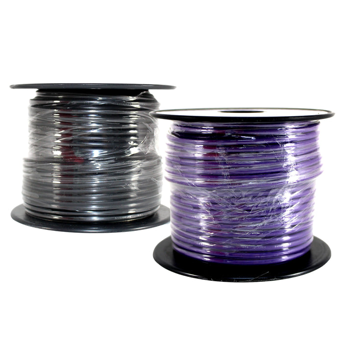 Audiopipe 2 Pack of 14ga 100ft CCA Primary Ground Power Remote Wire Black/Purple