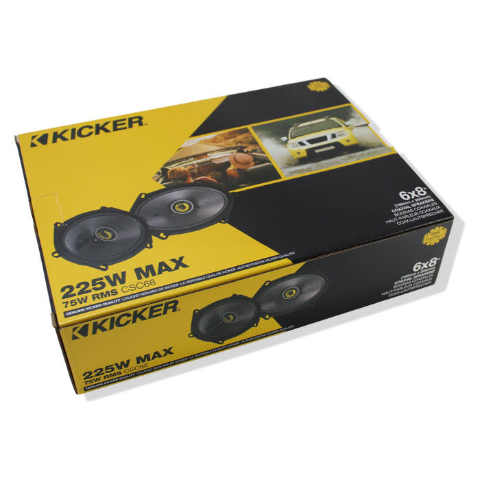 Kicker 6x8" Coaxial 2 Way Speakers 225W Peak 4 Ohm Car Audio Black 46CSC684