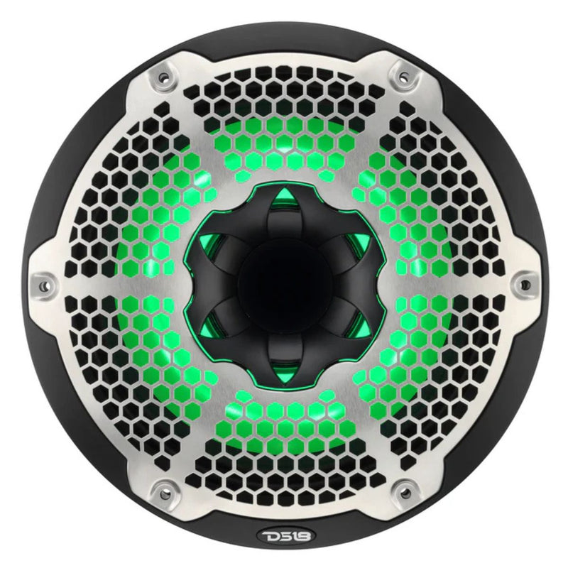 DS18 10" 450W RMS 4-Ohm Marine 2-Way Hybrid Speaker Pair w/ RGB LED NXL-10MD-BK