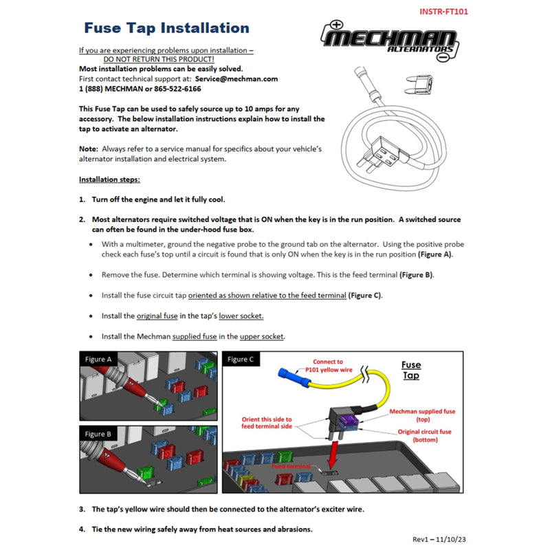 Mechman Mini Fuse Tap with 2-Amp Fuse and 4' Wire Extension FT101