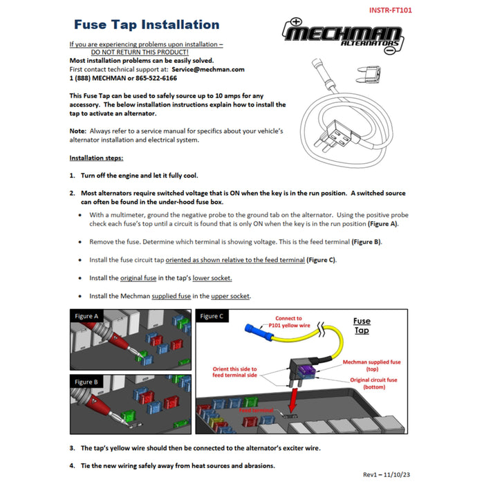 Mechman Mini Fuse Tap with 2-Amp Fuse and 4' Wire Extension FT101