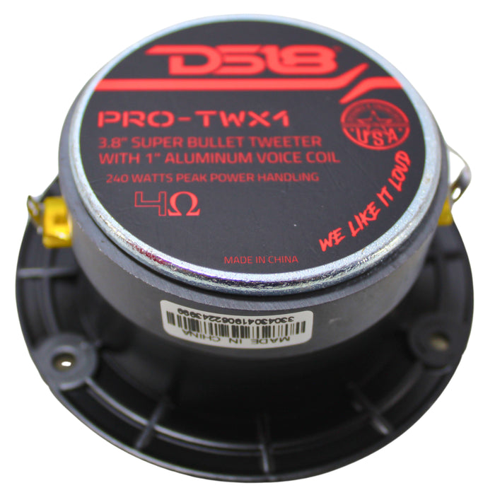 DS18 Pair of 1" Black 240W 4 Ohm Pro Aluminum Super Bullet Tweeter PRO-TWX1B