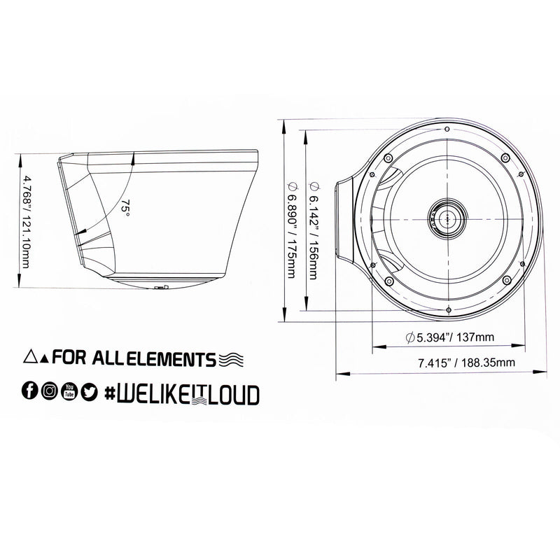 DS18 6.5" Jet Ski, Marine, Jeep & UTV/ATV Pod Enclosure-Pair (No Speaker) White
