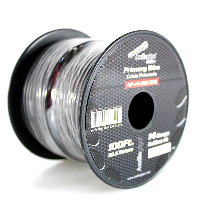 14 GA 100 FT Black Stranded of CCA Primary Power Ground Wire Cable - Full Spool