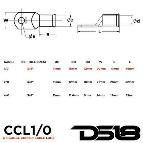 10x Copper Cable Lug Ring Terminals AWG 1/0 Battery Wire Welding Cable DS18