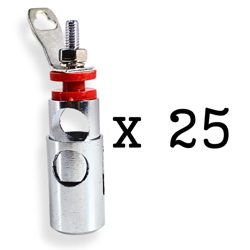 Big Jeff Audio 4 Gauge Tall Speaker Push Terminal Brass/Nickel Plated Red 25 Pack