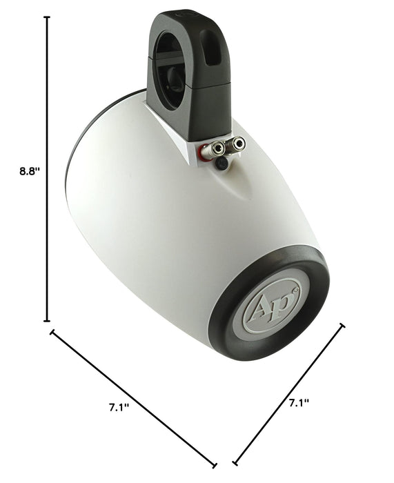 Audiopipe Wakeboard Marine Tower Enclosures for 6" Speaker, LEDs & Tweeter White