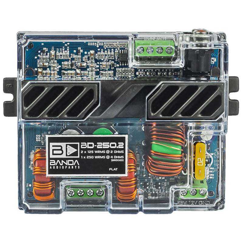 Banda Pocket Series Compact 250 Watt 2-Ohm 2-Channel Brazilian Amplifier BD-250.2