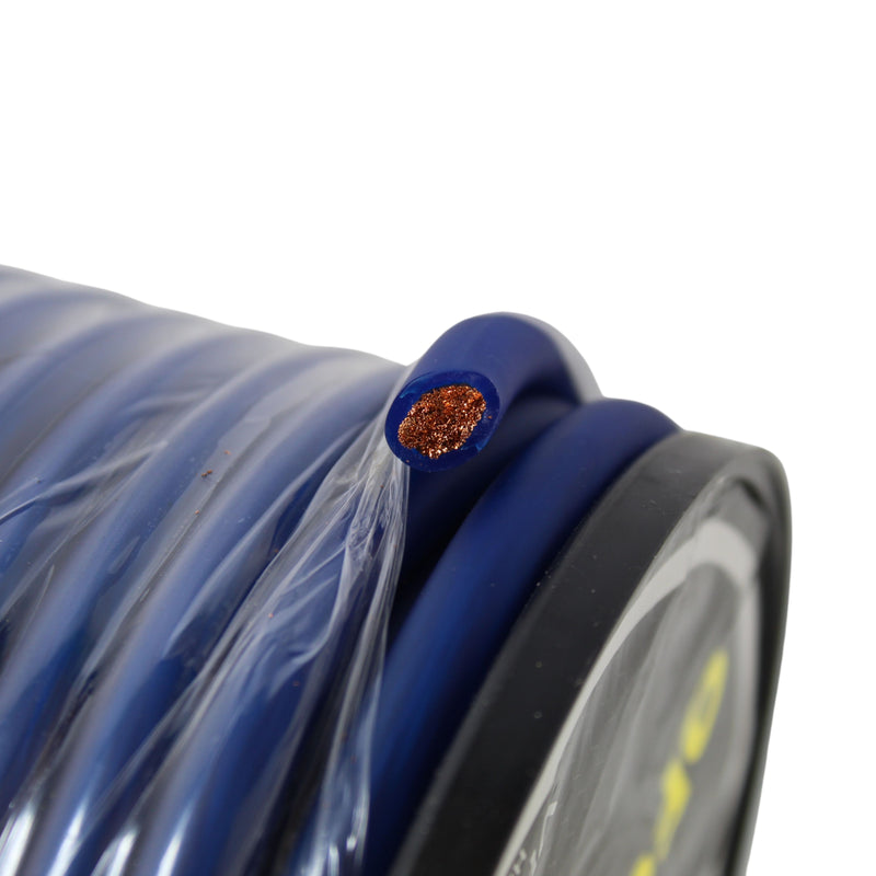 4 AWG Blue PVC Jacketed 100% OFC American Bass Power Cable Lot Cut By The Foot