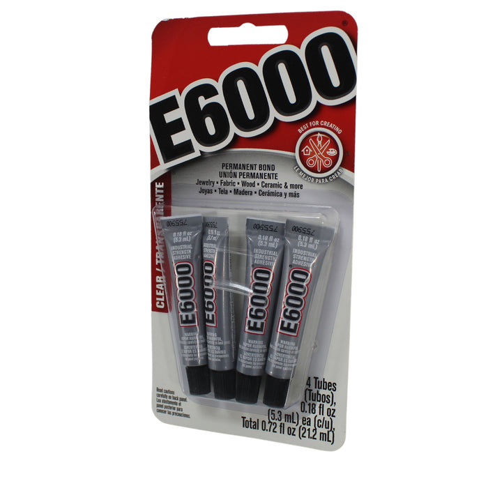 4 x 0.18fl oz E6000 Industrial Strength Clear Self Leveling Waterproof Adhesive