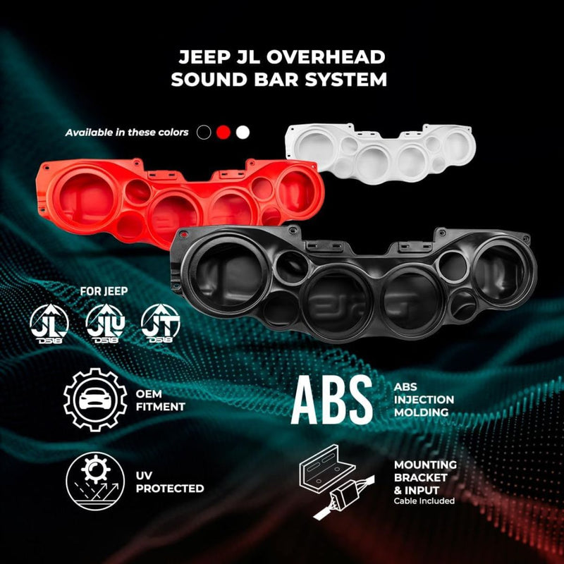 DS18 White Jeep Wrangler JL JLU RGB Sound Bar 4x 8" Speakers 4x Tweeters