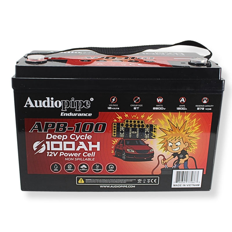 Audiopipe APB-100 12V 2800W 1200Amp AGM Deep Cycle Power Cell Battery 100Ah