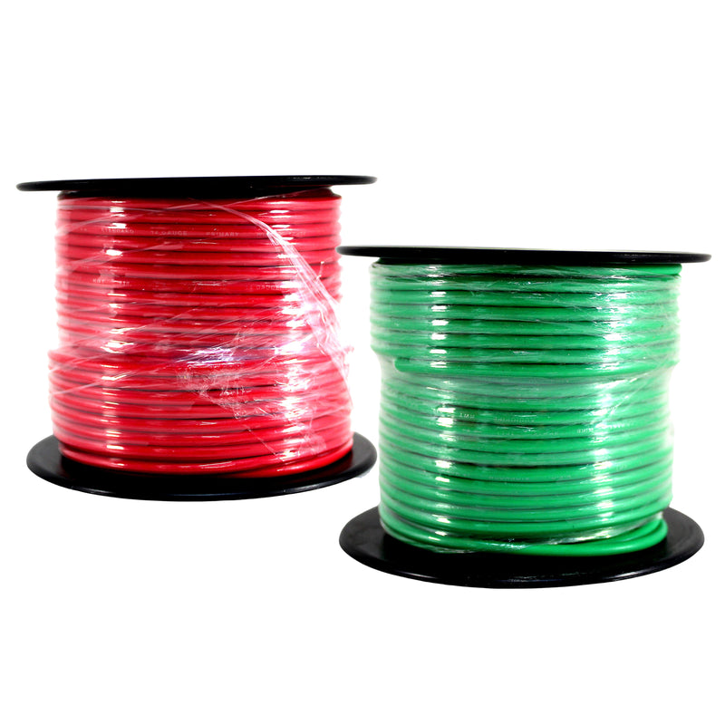 14 GA 100 FT Roll Red Grn Stranded Spool of CCA Primary Power Ground Wire Cable