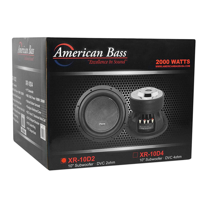 American Bass 10" Dual Voice Coil 2 Ohm 2000 Watts Subwoofer XR-10D2