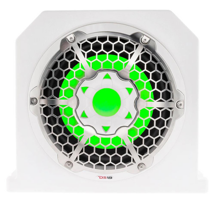 DS18 Marine & Powersports 10" Subwoofer Loaded Box RGB Lights 4 Ohms 700w White