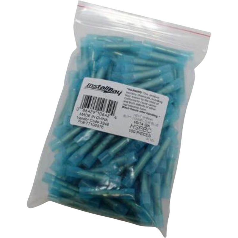 Install Bay 100PK Waterproof Heat Shrink Blue Butt Connector 14-16ga | HSBBC