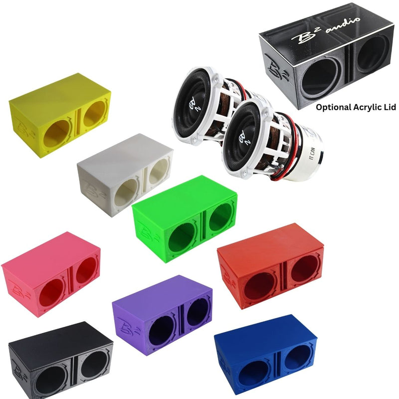 Dual Ported Subwoofer Box Enclosure w/2x B2 Audio Rampage RC2 2" Mini Subwoofers
