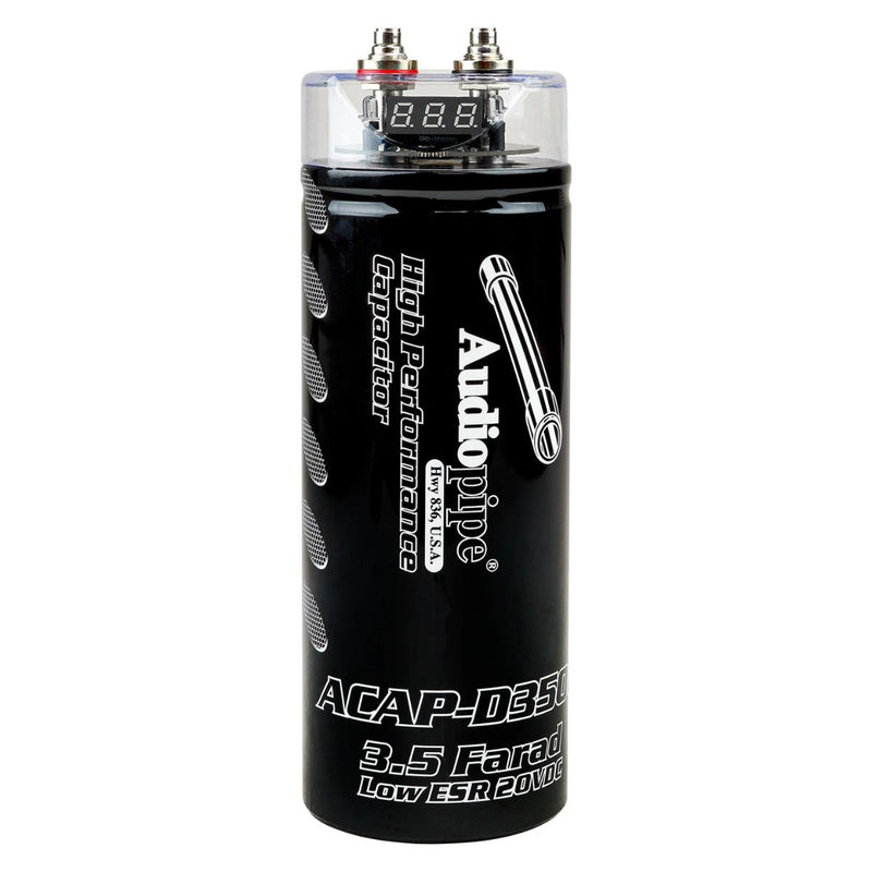 Audiopipe 3.5 Farad Capacitor w/ Digital Display & Status Indicator ACAP-D3500