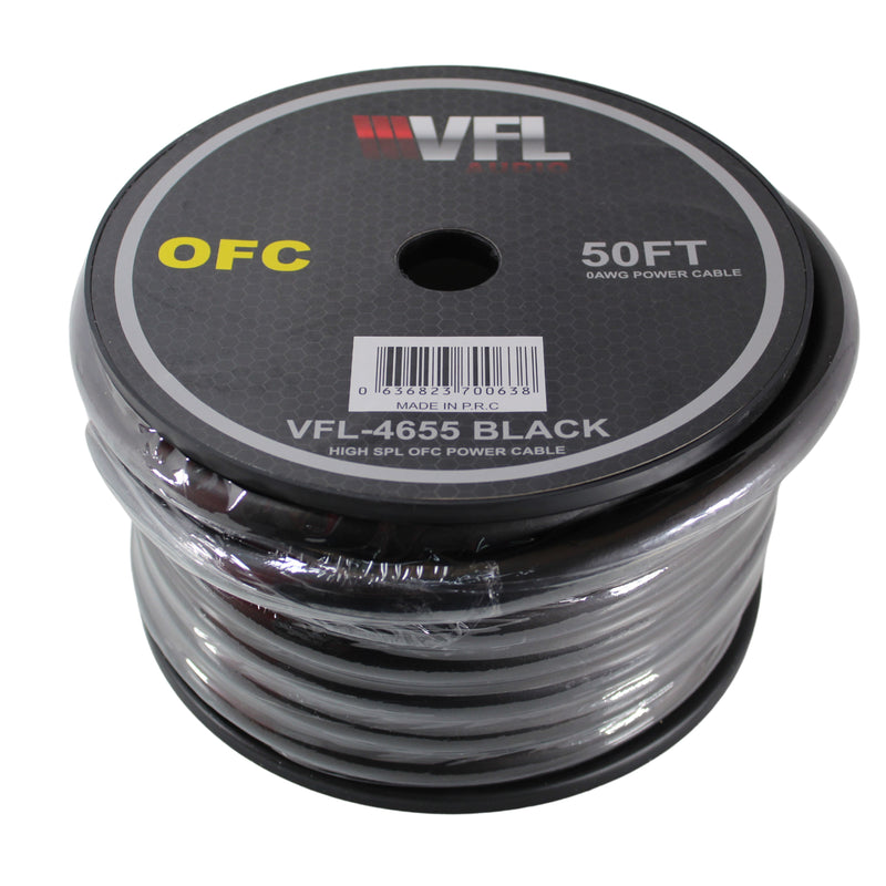 0 AWG Black PVC Jacketed 100% OFC American Bass Power Wire Lot Cut By The Foot