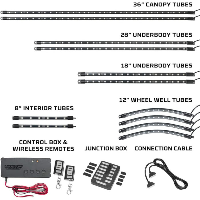 LEDGlow 12pc Multi-Color Golf Cart Underbody, Interior & Canopy LED Light Kit