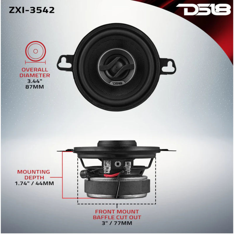 Pair of 3.5 40W RMS 4-Ohm 2-Way Full-Range Coaxial Speakers