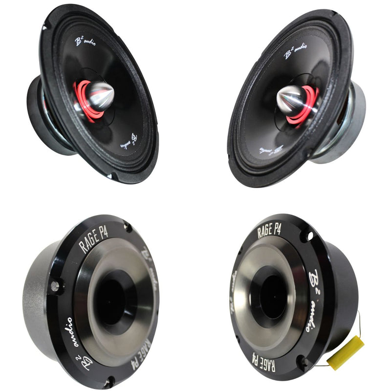 B2 Audio RAGE 1200.4 Amplifier + RIOT8P 8" Midrange + RAGE P4 Tweeter Combo