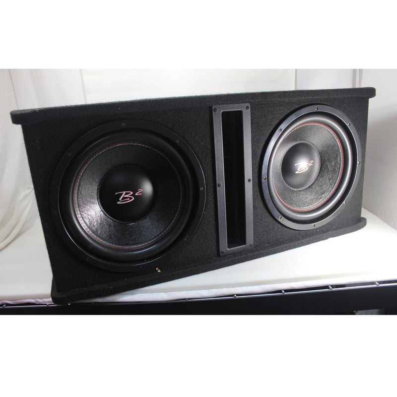 B2 Audio Dual 12" 1000WRMS Dual 2 Ohm Vented Loaded Subwoofer Enclosure OPEN BOX