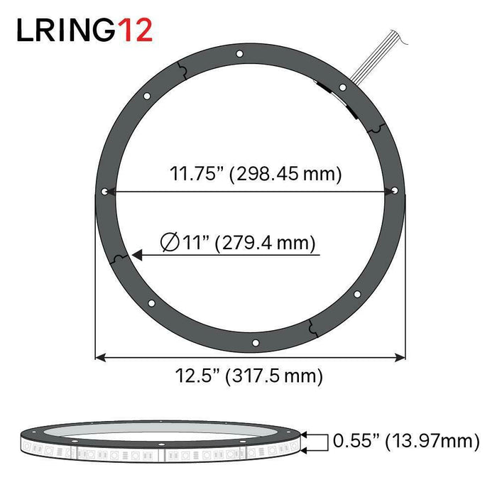 1x Universal LED RGB Speaker Light Spacer Rings 12" DS18 LRING12