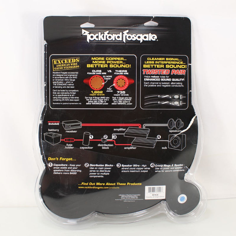 Rockford Fosgate RFK4I 4 Gauge PC-OFC Power Installation Amplifier Kit OPEN BOX